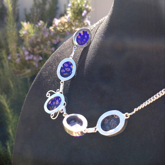 Spring and summer Millefiori (not Murano) silver necklace 18"… - Picture 3 of 17